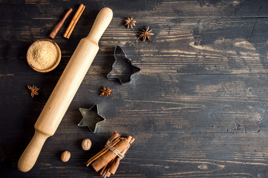 Christmas bakery background with spices