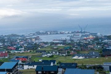 view of Torshavn city and port in Faroe Islands