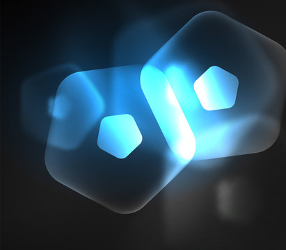 Glowing glass transparent pentagans, geometric abstract digital background