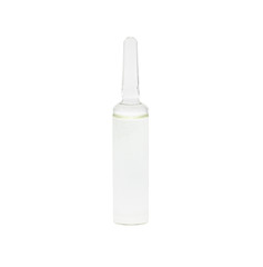 medical ampule with vaccine on white background