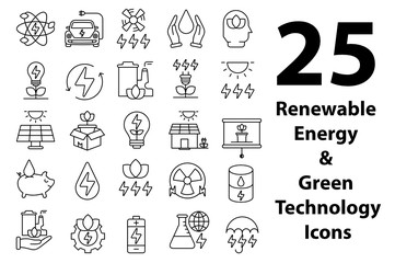 Renewable Energy & Green Technology Icons
