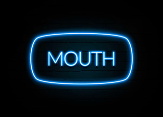 Mouth  - colorful Neon Sign on brickwall