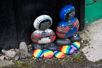 puppets made of colored stones