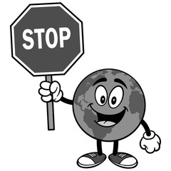 Fototapeta premium Earth with Stop Sign Illustration