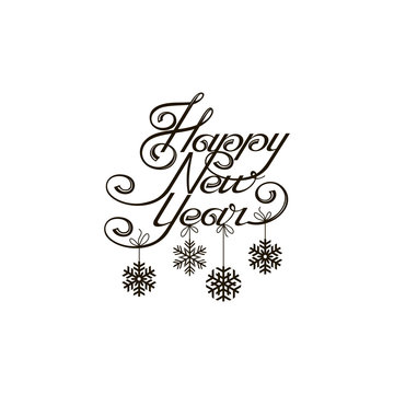 design of happy new year congratulation with snow lake
