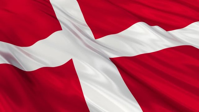 Denmark Flag Waving. Seamless loop.