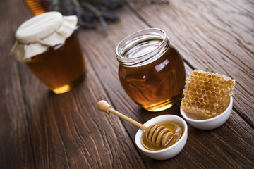 Jar full of fresh honey