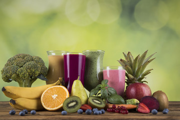 Cocktails with fresh fruits, Vitamin and Fitness 
