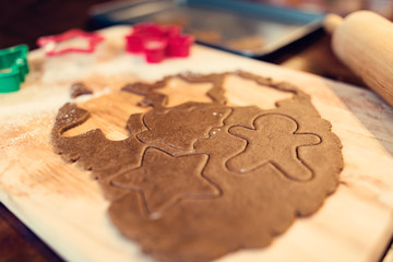 Making Christmas gingerbread cookies