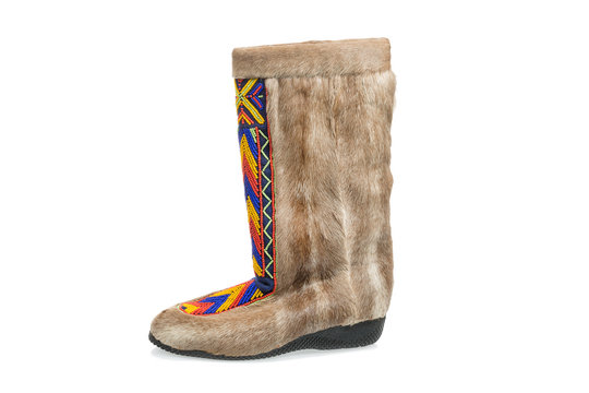 Arctic boot mukluk isolated on white