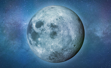 'right' side of the moon from space in a star field 