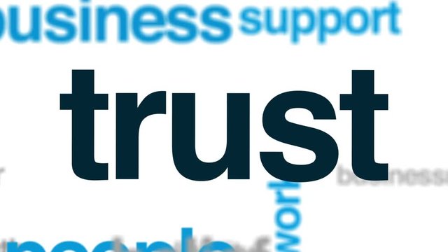 Trust animated word cloud, text design animation.