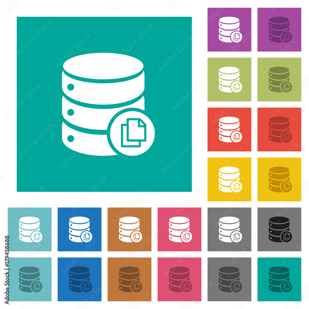 Aufkleber copy database square flat multi colored icons