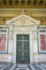 Main entrance ot the Basilica of Saint Paul outside the walls in Rome, Italy.