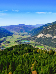 Fototapeta na wymiar View from Steinschloss Castle. Upper Styria in Austria, October 2017.