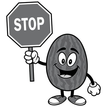 Watermelon with Stop Sign Illustration