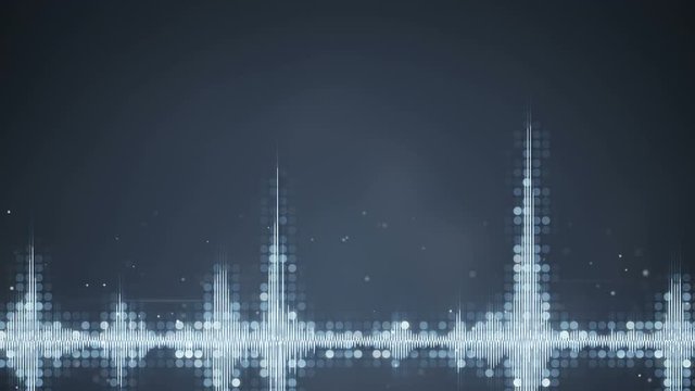 Grey audio waveform equalizer. Abstract technology concept. Computer generated seamless loop animation 4k (4096x2304)
