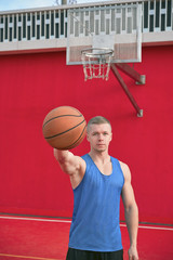man on the street plays basketball