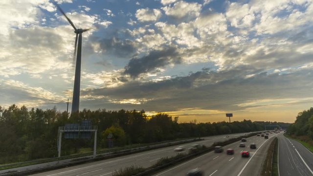 Traffic on autobahn A2 in Hannover. Timelapse.