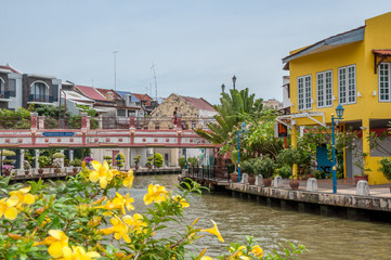 panorama des quais de Malacca - obrazy, fototapety, plakaty