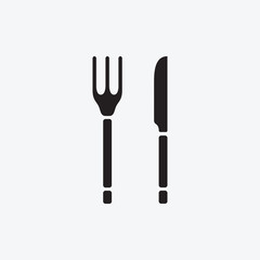 Fototapeta premium Set Icon graphic fork and knife. Black and white pictogram for web design. Vector flat illustrations, logo