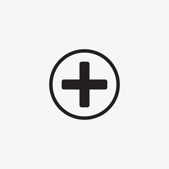 Obraz premium Icon graphic picture Sign plus, medicine. Black and white pictogram for web design. Vector flat illustrations, logo