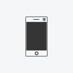 Icon graphical communicator, smartphone. Black and white pictogram for web design. Vector flat illustrations, logo