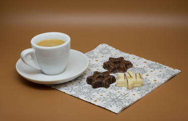 Cup of coffee and Christmas cookies