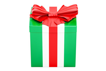 Gift box with flag of Nigeria, holiday concept. 3D rendering