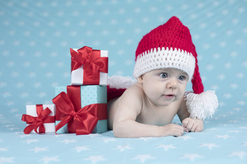 Baby in christmas hat