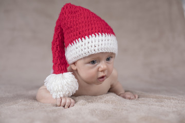 Baby in christmas hat