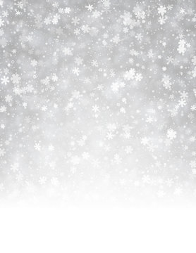 Grey winter background with snowflakes.