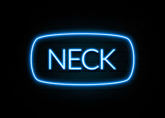 Neck  - colorful Neon Sign on brickwall