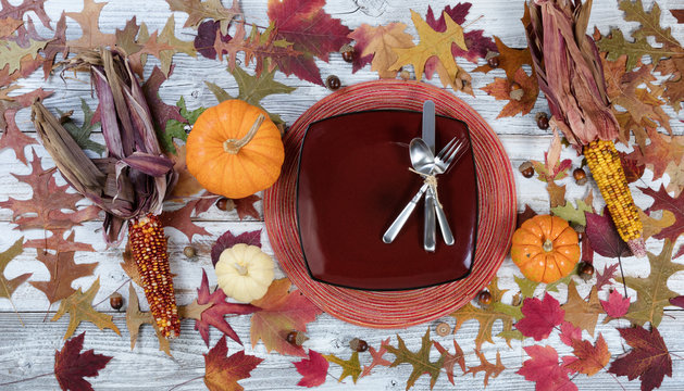 Thanksgiving Traditional Dinner Setting Background