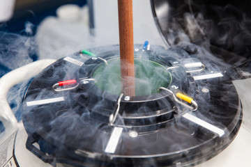 Liquid nitrogen cryogenic tank at life sciences laboratory