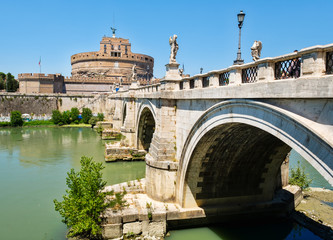 Castel Sant Angelo and Ponte Sant Angelo in Rome