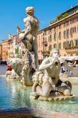 La Fontana del Moro or Moor Fountain at Piazza Navona in Rome