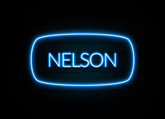 Nelson  - colorful Neon Sign on brickwall