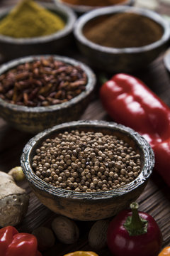 Spice Still Life, wooden bowl