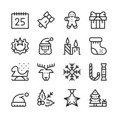 Christmas line icons set. Modern graphic design concepts, simple stroke outline elements collection. Vector line icons