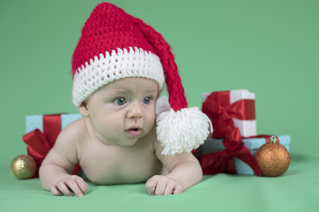 Baby in christmas hat
