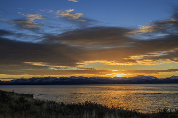 Sunset over the mountains in Yellowstone