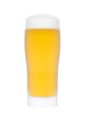 Cold frosted glass of lager beer with foam
