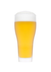 Cold frosted glass of lager beer with foam