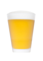 Cold frosted glass of lager beer with foam
