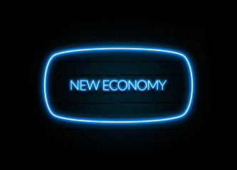 New Economy  - colorful Neon Sign on brickwall