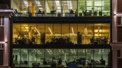  office workers  at the end of working day, time lapse
