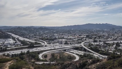 Time lapse view of the Ventura 134 and Glendale 2 freeway interchange near Los Angeles, California.   