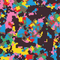 Seamless colorful red pink green red khaki and black digital pixel camouflage pattern vector