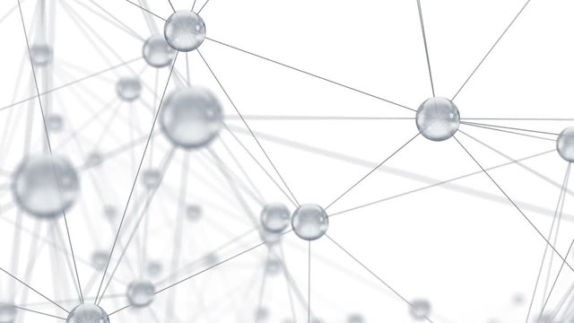 Network 3d animation seamless loop glass spheres connected. Seamless loop background